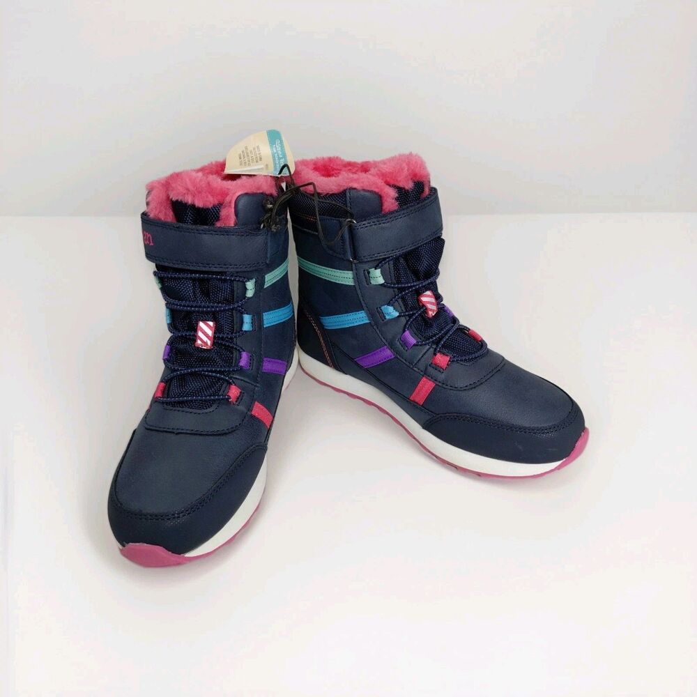 Lily&Dan Girl's Kid's SNOW CRUSH  JR WATERPROOF Snow Boot NAVY/MULTI Size5Medium